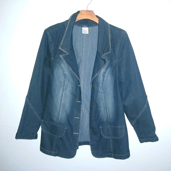 Z. Cavaricci Jackets & Blazers - Z. Cavaricci 1X Y2K Dark Wash Denim Jeans Blazer Jacket Plus